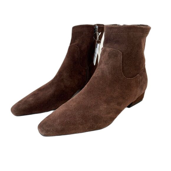 Jason Wu Brown Leather Suede Ankle Boots Block Heel Tapered Toe 8.5 *See Descrip - Picture 2 of 8